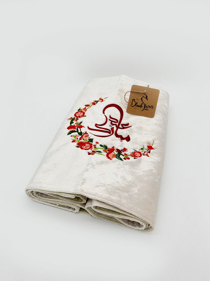 Eid Mubarak with Crescent Floral - Velvet Table Runner, Eid Decor, Ramadan Table Runner, Eid Gift, Ramadan table , Islamic home decoration