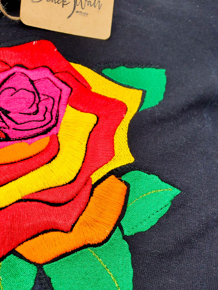 Embroidered rose applique sleeve on sale hoodie