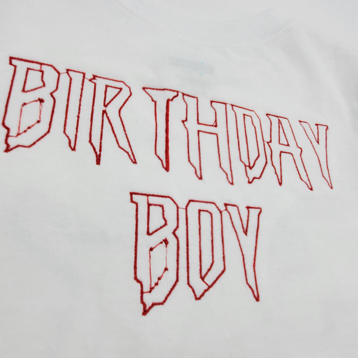 Custom Birthday T-Shirt (Embroidered Front and Back)